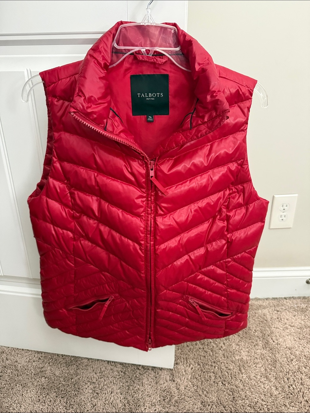 Talbots Red Quilted Packable Puffer Vest